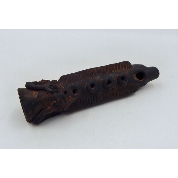 Ocarina Flute Totem Woman Pottery Clay Columbian(?) Terracotta - Picture 5 of 8